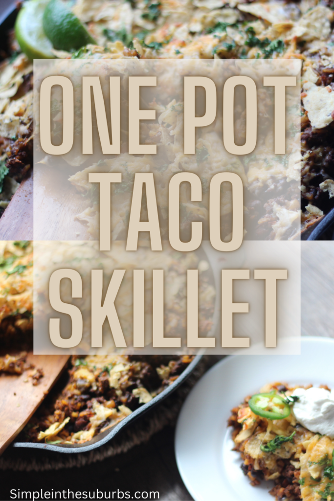 Pinterest graphic for Taco Skillet recipe