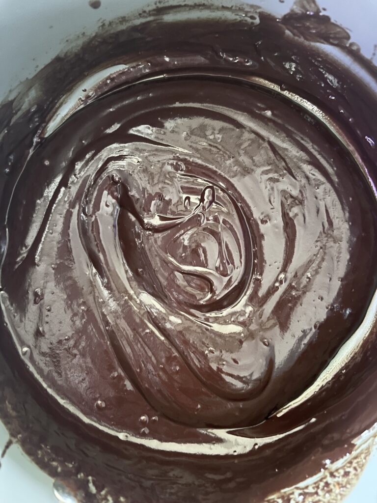 Melted chocolate in a saucepan 